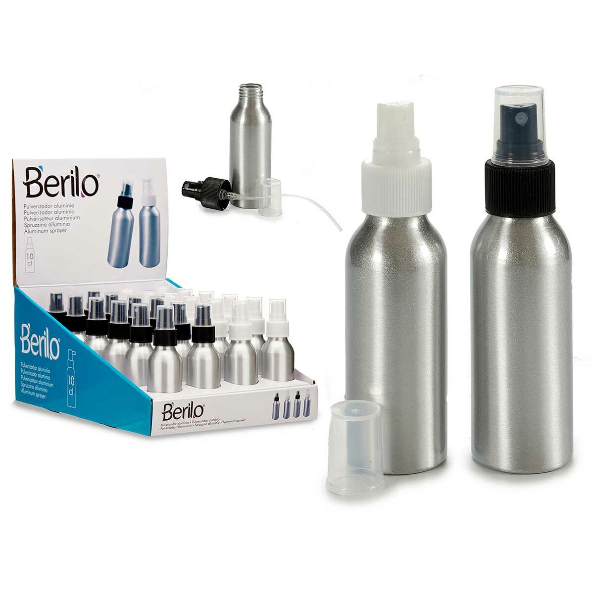 Atominis buteliukas Berilo CH9979-2 Alb Negru Transparent Argintiu Aluminiu polipropilenă 100 ml (24 Unități) - SAPPHIRO