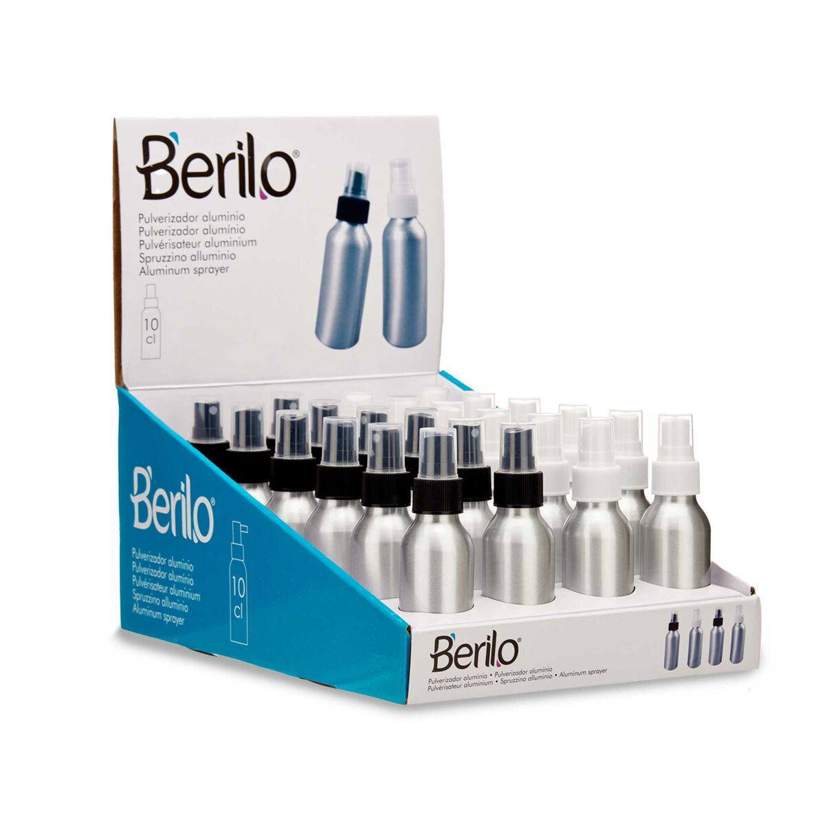 Atominis buteliukas Berilo CH9979-2 Alb Negru Transparent Argintiu Aluminiu polipropilenă 100 ml (24 Unități) - SAPPHIRO