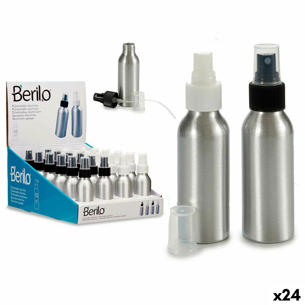 Atominis buteliukas Berilo CH9979-2 Alb Negru Transparent Argintiu Aluminiu polipropilenă 100 ml (24 Unități) - SAPPHIRO